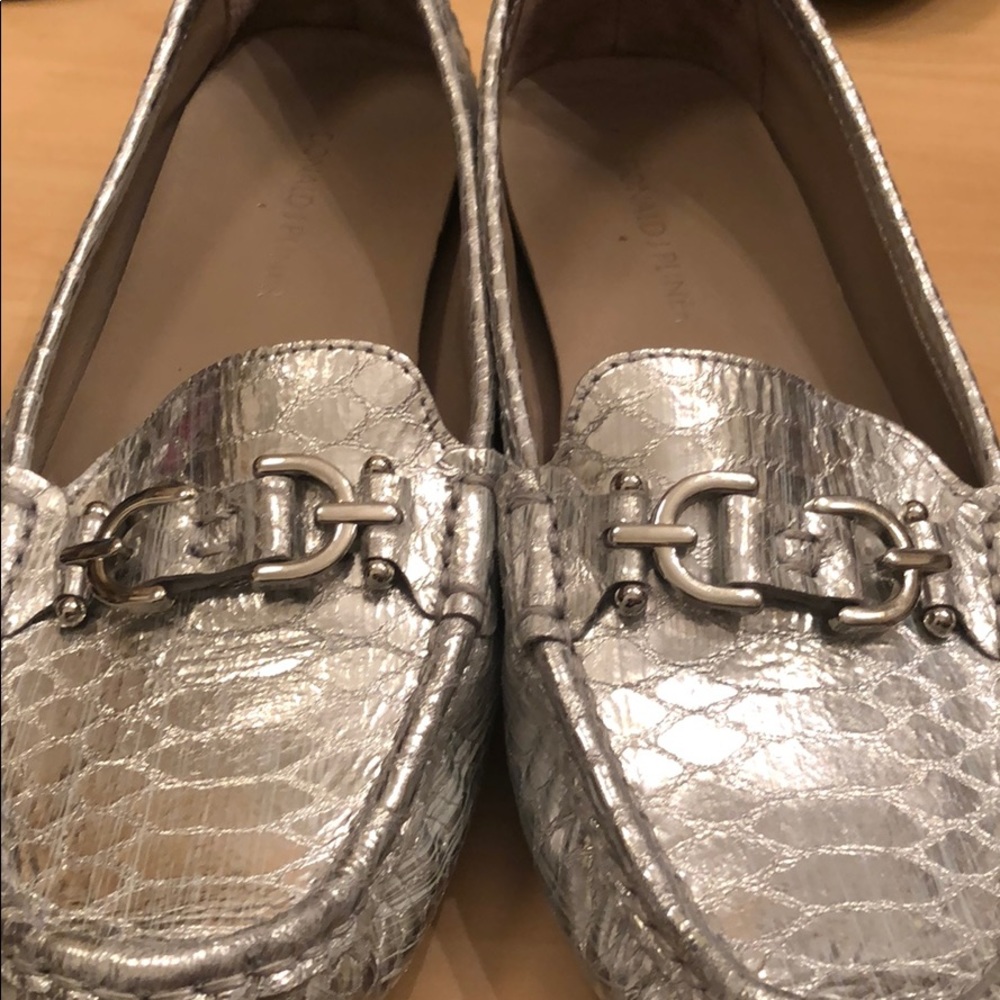 Donald Pliner silver driver shoes